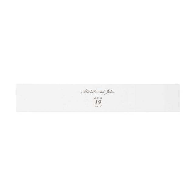 Simple Light Elegant White Brown Text Belly Bands Invitation Belly Band (Flat)