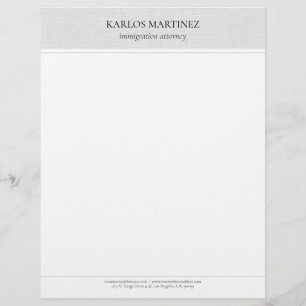 Simple Light Gray Linen Black Typography Letterhead