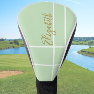 Simple light green minimalist custom name ladies  golf head cover