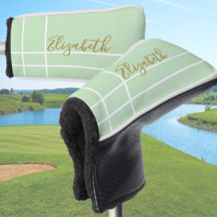 Simple light green minimalist custom name ladies  golf head cover