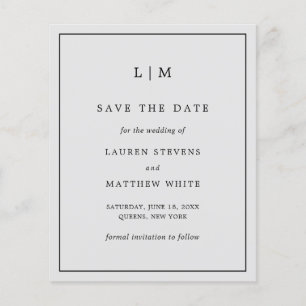 Simple Light Grey Budget Wedding Save the Date