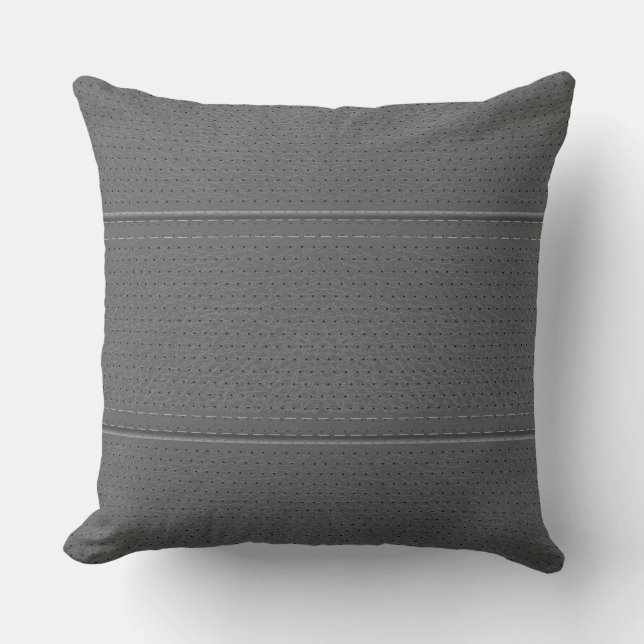 Simple Light grey Faux Leather Look Pattern Throw Pillow (Front)