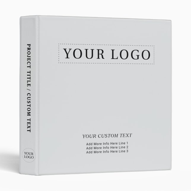 Simple Light Grey Minimal Business Logo Promotion Binder (Front/Spine)