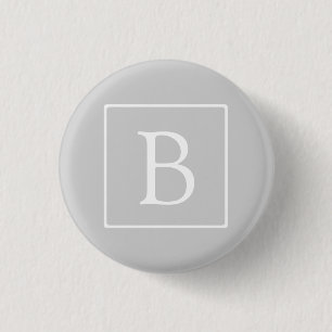 Simple Light Grey Monogram 1 Inch Round Button