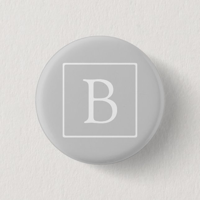 Simple Light Grey Monogram 1 Inch Round Button (Front)