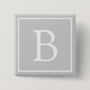 Simple Light Grey Monogram 2 Inch Square Button