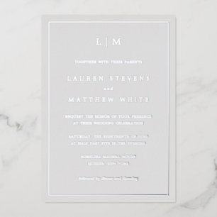 Simple Light Grey Monogram Elegant Wedding