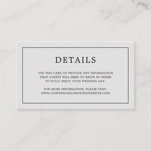 Simple Light Grey Monogram Elegant Wedding Enclosure Card (Front)