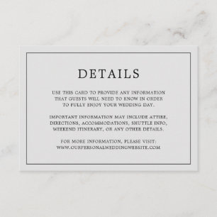 Simple Light Grey Monogram Elegant Wedding Enclosure Card