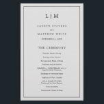 Simple Light Grey Monogram Elegant Wedding Program<br><div class="desc">Simple Wedding Program featuring a modern yet elegant design with your two letter monogram at the top and your details surrounded by a thin border. All text is in black over a light grey background and may be changed in the design editing tool. The front has your order of ceremony...</div>