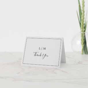 Simple Light Grey Monogram Elegant Wedding Thank You Card