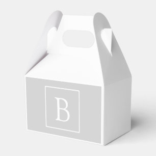 Simple Light Grey Monogram Favor Box