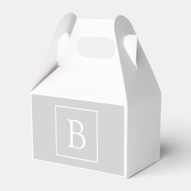 Simple Light Grey Monogram Favor Box (Front Side)