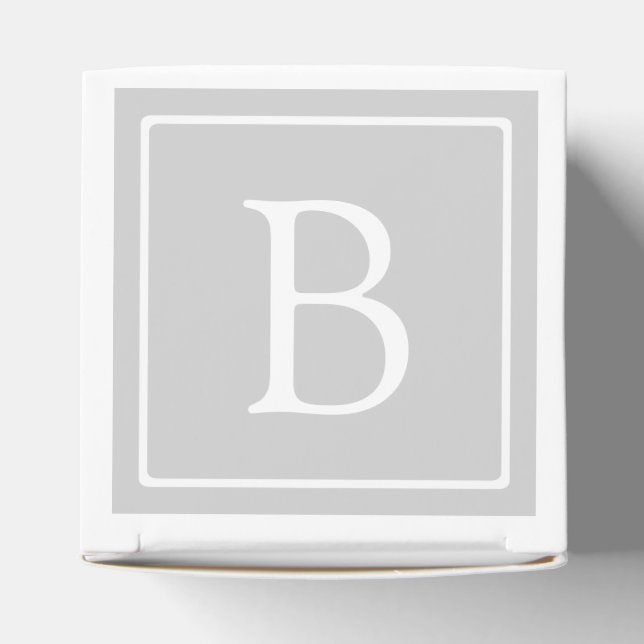 Simple Light Grey Monogram Favor Box (Top)