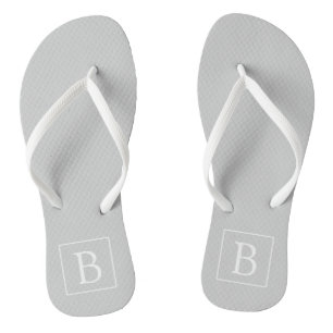 Simple Light Grey Monogram Flip Flops