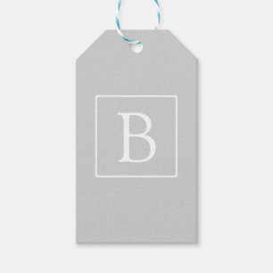 Simple Light Grey Monogram Gift Tags