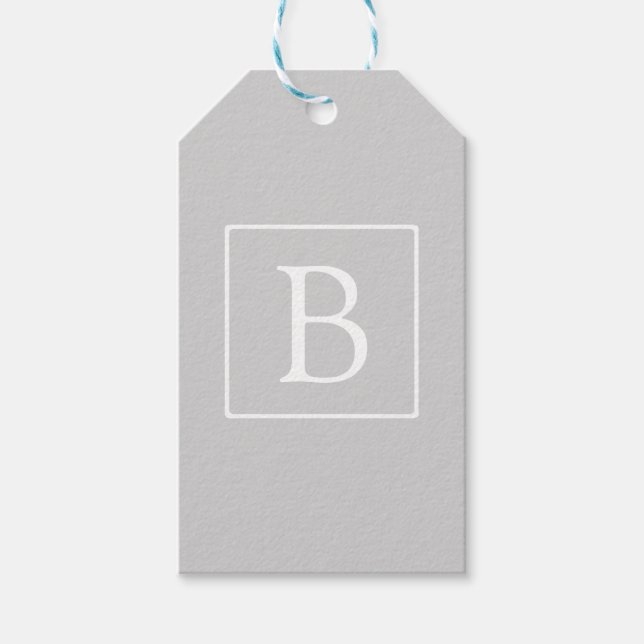 Simple Light Grey Monogram Gift Tags (Front)