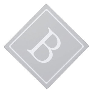 Simple Light Grey Monogram Graduation Cap Topper