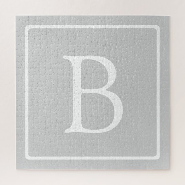 Simple Light Grey Monogram Jigsaw Puzzle (Vertical)