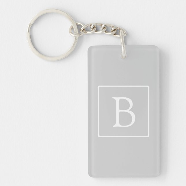 Simple Light Grey Monogram Keychain (Front)
