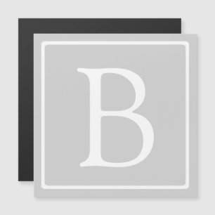 Simple Light Grey Monogram Magnetic Invitation