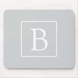 Simple Light Grey Monogram Mouse Pad