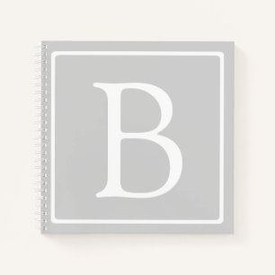 Simple Light Grey Monogram Notebook