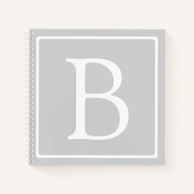 Simple Light Grey Monogram Notebook (Front)