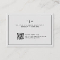 Simple Light Grey Monogram QR Code Elegant Wedding