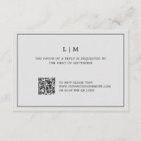 Simple Light Grey Monogram QR Code Elegant Wedding
