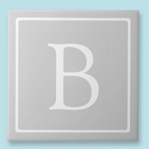 Simple Light Grey Monogram Tile
