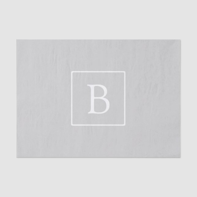 Simple Light Grey Monogram Tissue Paper (Front)
