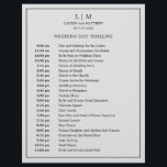 Simple Light Grey Monogram Wedding Timeline<br><div class="desc">Simple Wedding Timeline featuring a modern yet elegant design with your two letter monogram at the top and your details surrounded by a thin border. All text is in black over a silver grey background and may be changed to any colours you wish by clicking the "customize" button. A chic...</div>