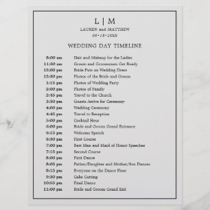Simple Light Grey Monogram Wedding Timeline