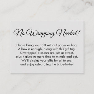 Simple Light Grey No Wrapping Needed Bridal Shower Enclosure Card