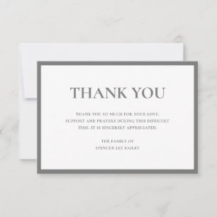 Simple Light Grey Traditional Sympathy Funeral Thank You Card