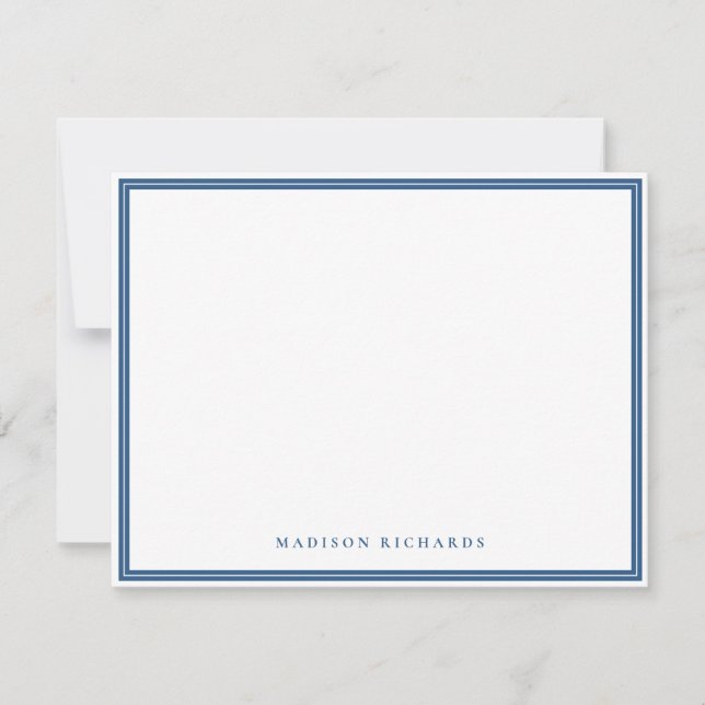 Simple Light Navy Blue Border Personalized  Card (Front)