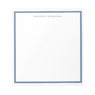 Simple Light Navy Blue Border Personalized  Notepad