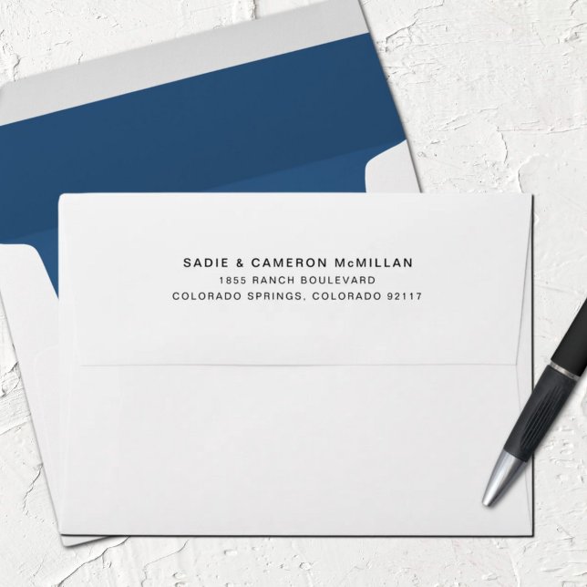 Simple Light Navy Blue Return Address Lined Envelope (Creator Uploaded)
