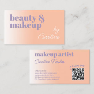 Simple Light Orange Lilac Violet White Typography Business Card