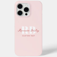 Simple Light Pink and White Monogram