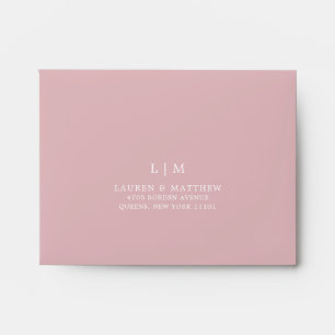 Simple Light Pink Monogram Elegant RSVP Wedding Envelope