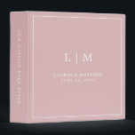 Simple Light Pink Monogram Elegant Wedding Binder<br><div class="desc">Simple wedding binder featuring a modern yet elegant design with your two letter monogram along with your names and wedding date surrounded by a thin border. All text is in white over a dusty rose pink background. The fonts and background colours may be changed to any colours you wish. A...</div>