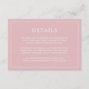 Simple Light Pink Monogram Elegant Wedding Enclosure Card