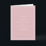 Simple Light Pink Monogram Elegant Wedding Program<br><div class="desc">Simple folded wedding program featuring a modern yet elegant design. The cover has your two initial monogram along with your wedding details in white over a dusty rose pink background. The inside has your wedding party on the left side and your order of ceremony on the right side. The backside...</div>