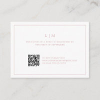 Simple Light Pink Monogram QR Code Elegant Wedding