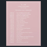 Simple Light Pink Monogram Wedding Timeline<br><div class="desc">Simple Wedding Timeline featuring a modern yet elegant design with your two letter monogram at the top and your details surrounded by a thin border. All text is in white over a dusty rose pink background and may be changed to any colours you wish by clicking the "customize" button. A...</div>