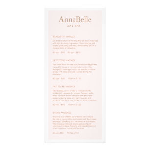 Simple Light Pink Spa Salon Price List Menu