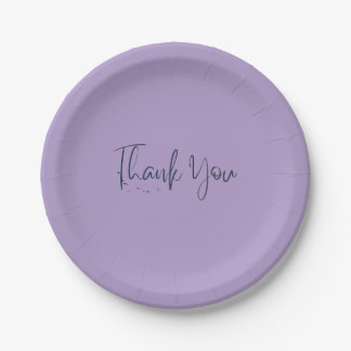 Simple light purple family picnic paper plates 