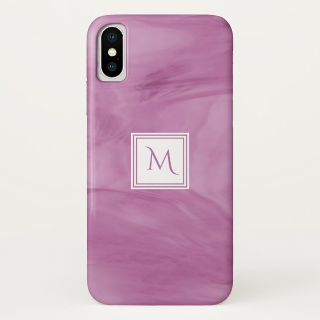Simple Light Purple Subtle Marble Modern Monogram Case-Mate iPhone Case (Back)